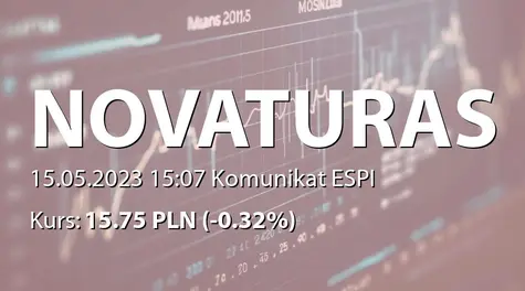 AB "Novaturas": ZWZ (10:00) - projekty uchwał: podział zysku za rok 2022, zmiany w statucie, zmiany w Zarządzie, wybór audytora (2023-05-15)