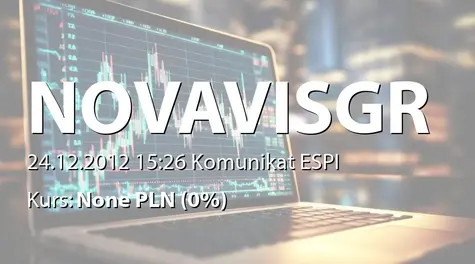 Novavis Group S.A.: Sprzedaż akcji przez Grzegorza Golca (2012-12-24)