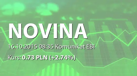 Novina S.A.: Zmiana terminu publikacji SA-Q3 2015 (2015-10-16)