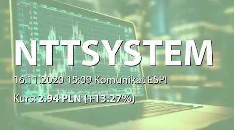 NTT System S.A.: Aneks do umowy faktoringu z Pekao Faktoring sp. z o.o. (2020-11-16)