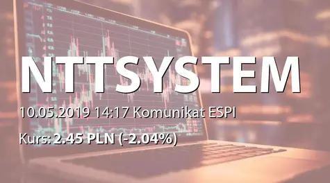 NTT System S.A.: Pozytywna ocena wniosku ws. wypłaty dywidendy (2019-05-10)