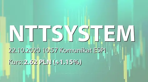 NTT System S.A.: Realizacja zamówienia przez konsorcjum z udziałem Spółki (2020-10-22)