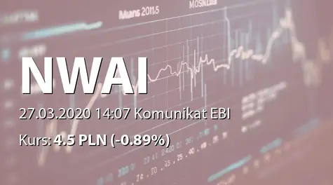 NWAI Dom Maklerski S.A.: ZWZ - projekty uchwał: wypłata dywidendy - 1 PLN, emisja warrantów serii A i akcji serii G (2020-03-27)