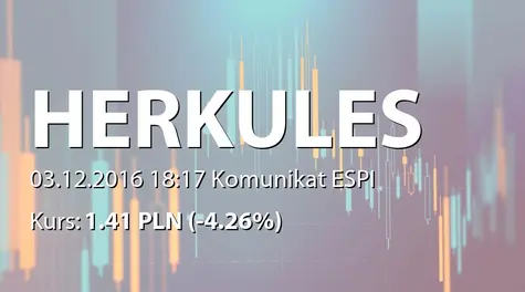 Herkules S.A. w restrukturyzacji: NWZ - wniosek o zwołanie obrad (2016-12-03)