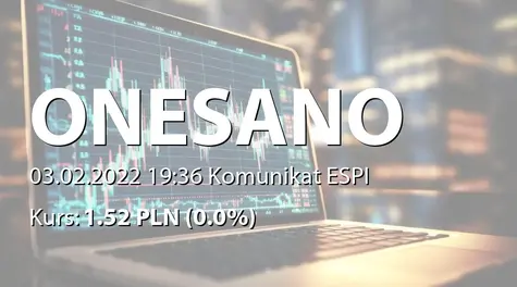 onesano S.A.: SA-QSr1 2021, SA-P 2021, SA-Q3 2021 - korekty (2022-02-03)