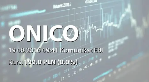 Onico S.A.: Umowa z Autoryzowanym DoradcÄ (2016-08-19)