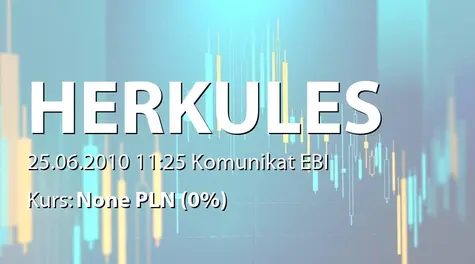 Herkules S.A. w restrukturyzacji: Opinia Rady Nadzorczej dotyczÄca projektĂłw uchwał na Zwyczajne Walne Zgromadzenie Akcjonariuszy SpĂłłki Gastel Ĺťurawie S.A. (2010-06-25)