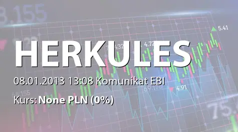 Herkules S.A. w restrukturyzacji: Oświadczenie dot. nieprzyjęcia do stosowania  niektórych nowowprowadzonych zasad ładu korporacyjnego (2013-01-08)