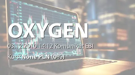 Oxygen S.A.: Wniosek o wprowadzenie akcji i PDA serii C do obrotu  (2010-12-03)