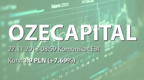 OZE Capital S.A.: Uchwała Zarządu GPW ws. wprowadzenia do obrotu akcji serii C (2013-11-27)