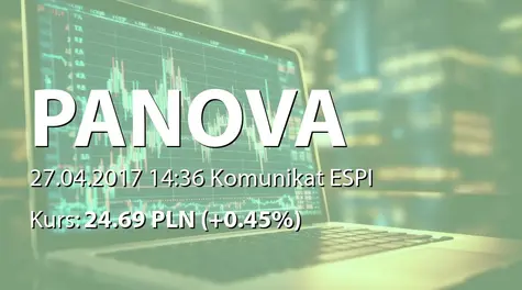 P.A. Nova S.A.: ZWZ - podjęte uchwały: wypłata dywidendy - 0,75 PLN (2017-04-27)