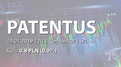 Patentus S.A.: Terminy publikacji raportów okresowych w 2019 r. (2019-01-03)