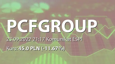 PCF Group S.A.: Proponowane zakończenie współpracy z wydawcą dot. produkcji tytułu Project Dagger (2022-09-23)