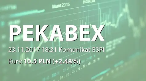 Poznańska Korporacja Budowlana Pekabex S.A.: Zamiana stopy procentowej Interest Rate Swap (IRS) przez spółkę zależną (2017-11-23)