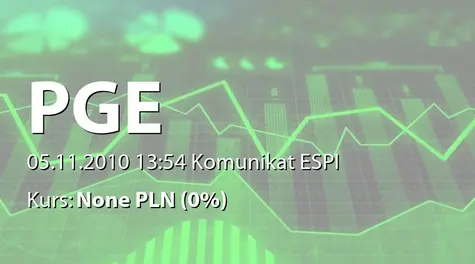 PGE Polska Grupa Energetyczna S.A.: Pierwsze zawiadomienie akcjonariuszy o zamiarze połączenia z PGE Electra SA (2010-11-05)