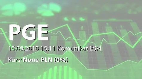 PGE Polska Grupa Energetyczna S.A.: Warunki umowy zakupu akcji Energa SA od Skarbu Państwa - 7,5 mld zł (2010-09-15)