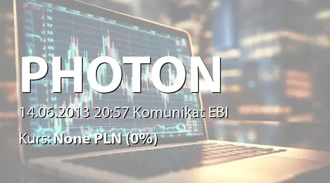 Photon Energy N.V.: Raport miesięczny za maj 2013 r. (2013-06-14)