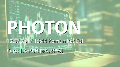Photon Energy N.V.: Raport za czerwiec 2017 (2017-07-12)