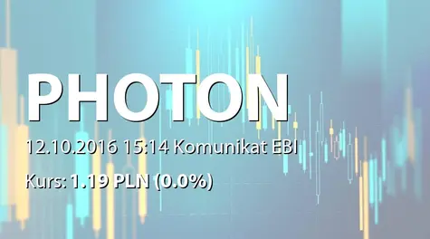 Photon Energy N.V.: Raport za wrzesieĹ 2016 r. (2016-10-12)