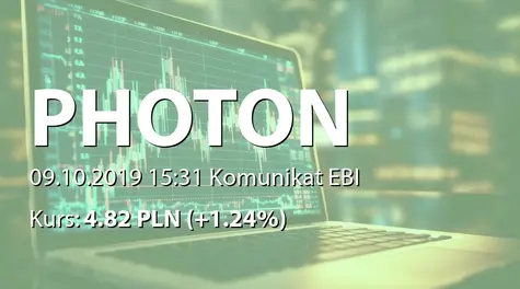 Photon Energy N.V.: Raport za wrzesień 2019 (2019-10-09)
