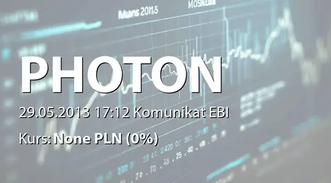 Photon Energy N.V.: Uzyskanie dostępu do systemu EBI (2013-05-29)