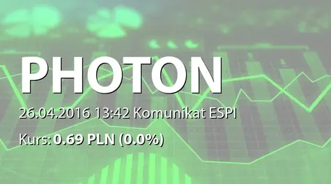 Photon Energy N.V.: ZWZ - projekty uchwał: podział zysku, wybór audytora (2016-04-26)