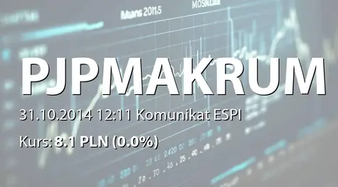 PJP MAKRUM S.A.: Podjęcie uchwały przez Zarząd spółki zależnej w sprawie utworzenia spółki na terenie Republiki Tureckiej (2014-10-31)
