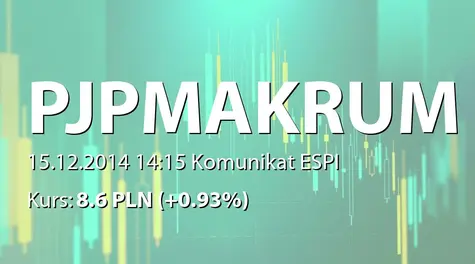 PJP MAKRUM S.A.: Umowy na dostawę i montaż konstrukcji stalowych o łącznej wartości 8 mln PLN (2014-12-15)
