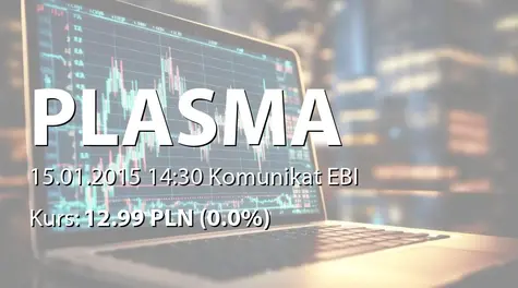 Plasma System S.A.: Terminy przekazywania raportów okresowych w 2015 r. (2015-01-15)