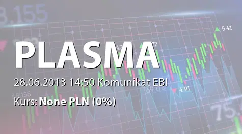 Plasma System S.A.: WZA - podjęte uchwały: podział zysku, zmiany w RN (2013-06-28)