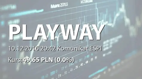 PlayWay S.A.: Informacja produktowa (2016-12-10)