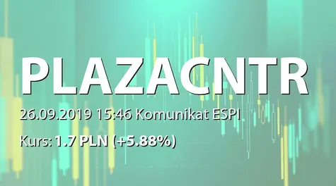 Plaza Centers N.V.: Close the investigation in relation to Casa Radio Project (2019-09-26)