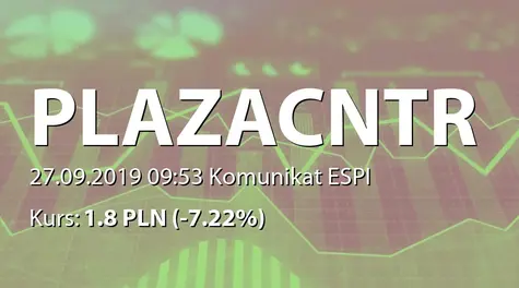 Plaza Centers N.V.: Initiating insolvency proceedings against the Purchaser of the Plot (2019-09-27)