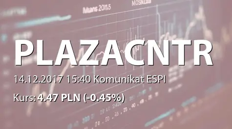 Plaza Centers N.V.: Mandatory repayment amounts due to the Israeli series A and series B bondholders (2017-12-14)