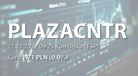 Plaza Centers N.V.: Pre-sale agreement for the sale of the company's indirect shareholdings in the dambovita center project  (2022-12-21)