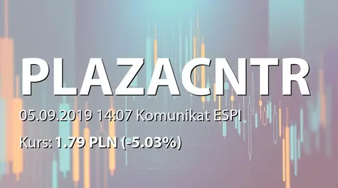 Plaza Centers N.V.: Pre-sale agreement with AFI Europe  NV (2019-09-05)