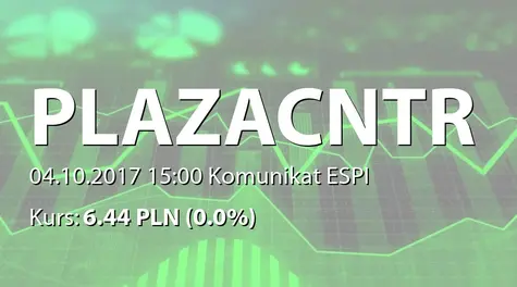 Plaza Centers N.V.: Wniosek o alokację środków z obligacji serii A i B (2017-10-04)