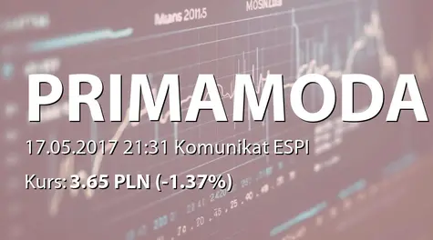 Prima Moda S.A. w restrukturyzacji: Sprawozdanie z działalności RN w roku 2016 (2017-05-17)