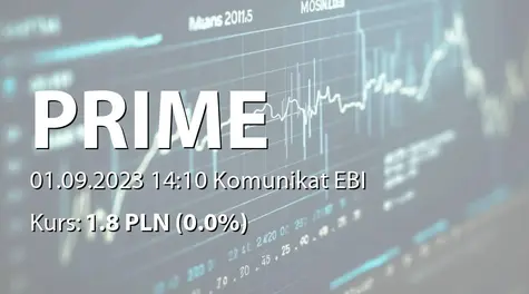 Prime Alternatywna Spółka Inwestycyjna S.A.: NWZ (13:00) - projekty uchwał: emisja akcji serii G, zmiany w RN, zmiany w statucie (2023-09-01)