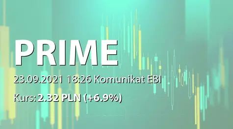 Prime Alternatywna Spółka Inwestycyjna S.A.: Rejestracja w KRS zmiany adresu Spółki (2021-09-23)