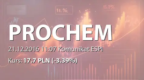 Prochem S.A.: Przedłużenie terminu obowiązywania porozumienia akcjonariuszy (2016-12-21)