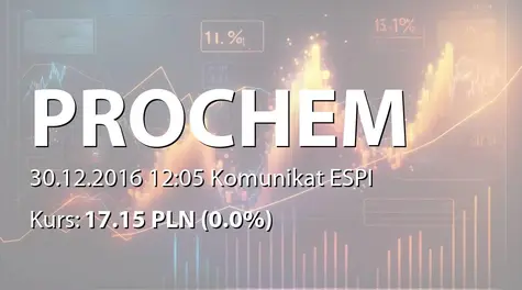 Prochem S.A.: Umowy zastawu rejestrowego akcji i udziałów z mBank SA (2016-12-30)