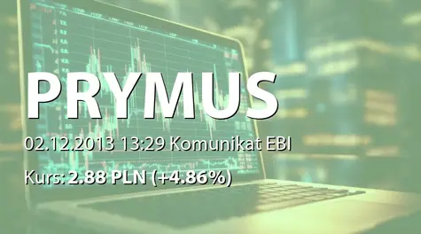 Prymus S.A.: Udzielenie pożyczki spółce Mr Hamburger SA - 245 tys. zł (2013-12-02)