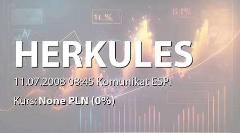 Herkules S.A. w restrukturyzacji: Przychody ze sprzedaży osiągnięte w czerwcu 2008 r. (2008-07-11)