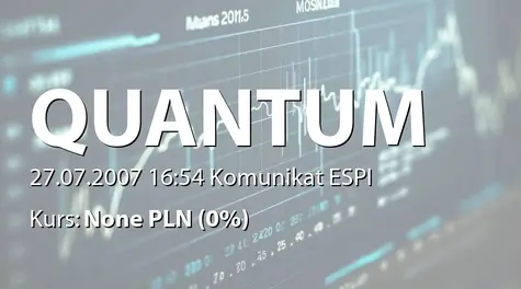 Quantum Software S.A.: Cena  emisyjna akcji serii  C - 23,2 zł (2007-07-27)