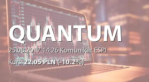 Quantum Software S.A.: Wypłata dywidendy - 1,46 PLN (2017-08-25)
