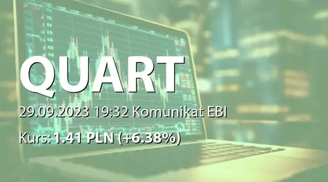 Quart Development S.A.: NWZ (10:00) - projekty uchwał: wypłata dywidendy - 0,15 PLN (2023-09-29)