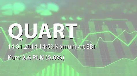 Quart Development S.A.: Raport miesięczny za grudzień 2013 r. (2014-01-14)