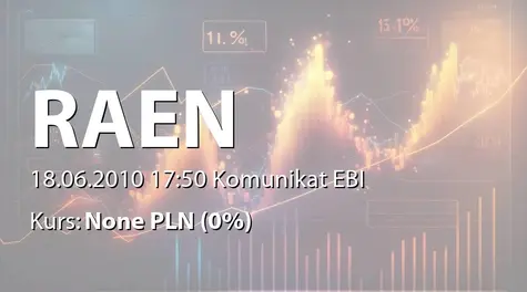 Raen S.A.: Korekta raportu bieżącego nr 32/2010 dot. zmiany w RN (2010-06-18)