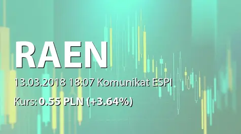Raen S.A.: NWZ - projekty uchwał: zmiany w RN, emisja warrantów serii A i akcji serii D (2018-03-13)